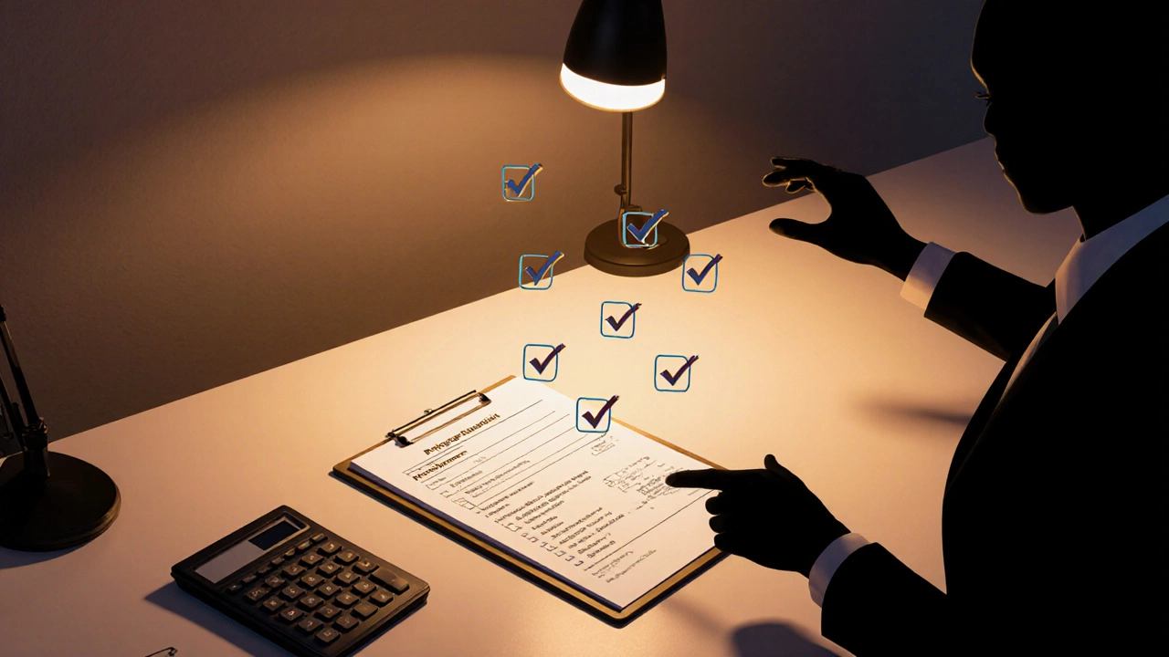 Homeowner reviewing appraisal and checklist with adviser in a tidy office.