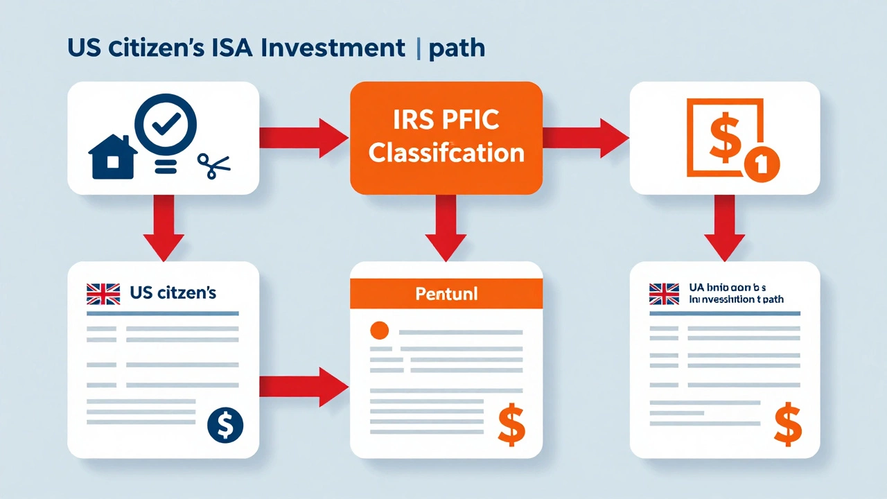 Flowchart illustrating how an ISA triggers IRS PFIC tax complications.