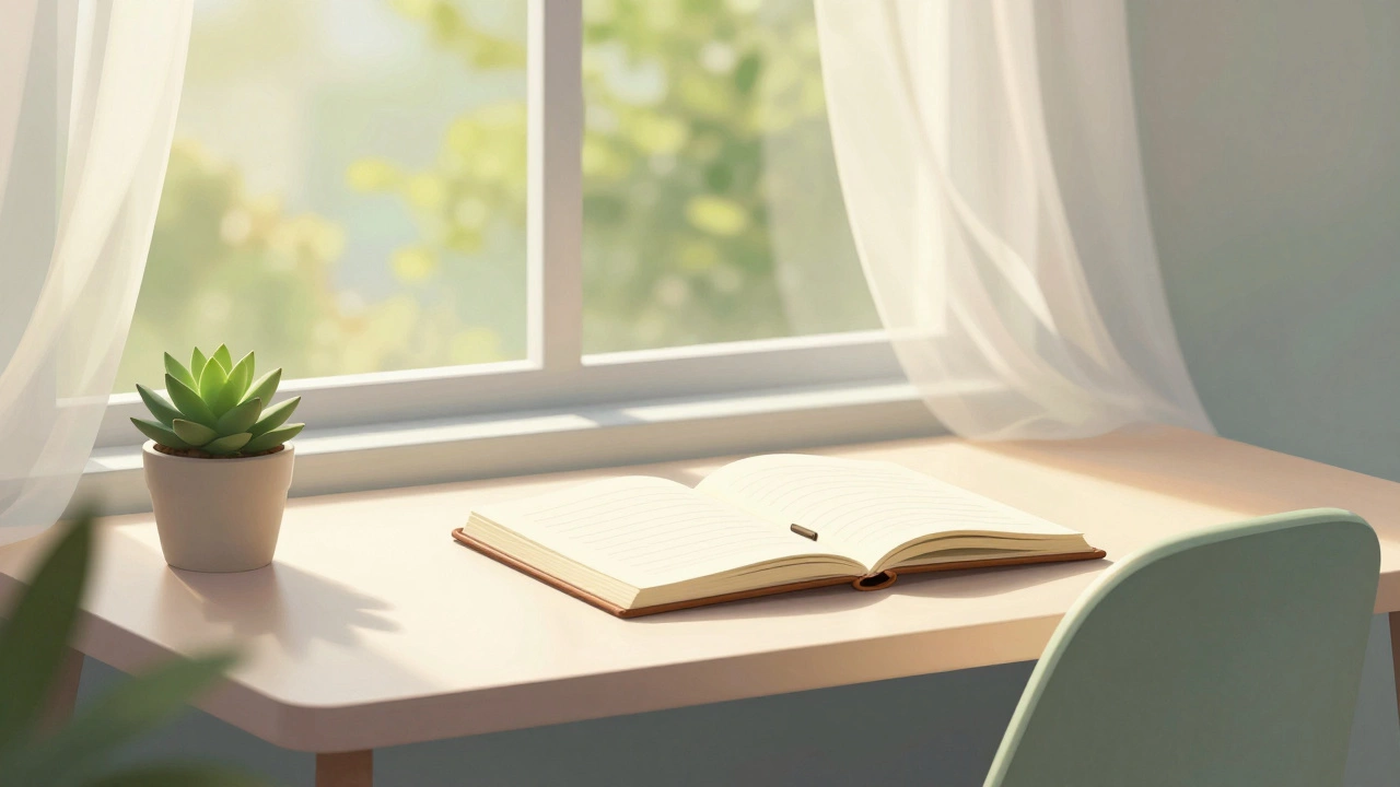 Person reviewing budget planning materials calmly on a well-lit workspace.