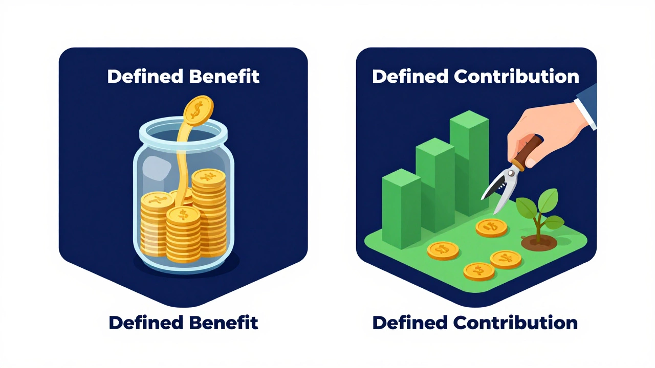 Conceptual illustration comparing guaranteed pension streams and investment-based withdrawals.