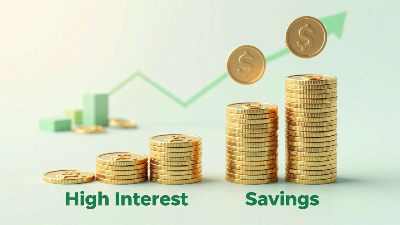 Conceptual graphic showing savings growing as high interest costs decrease.