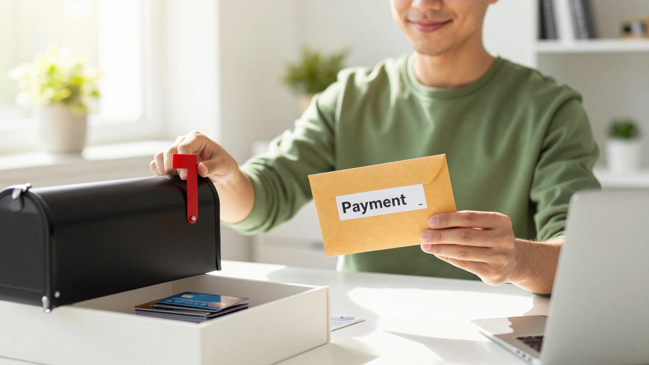 Confident person making a single consolidated loan payment in a bright office