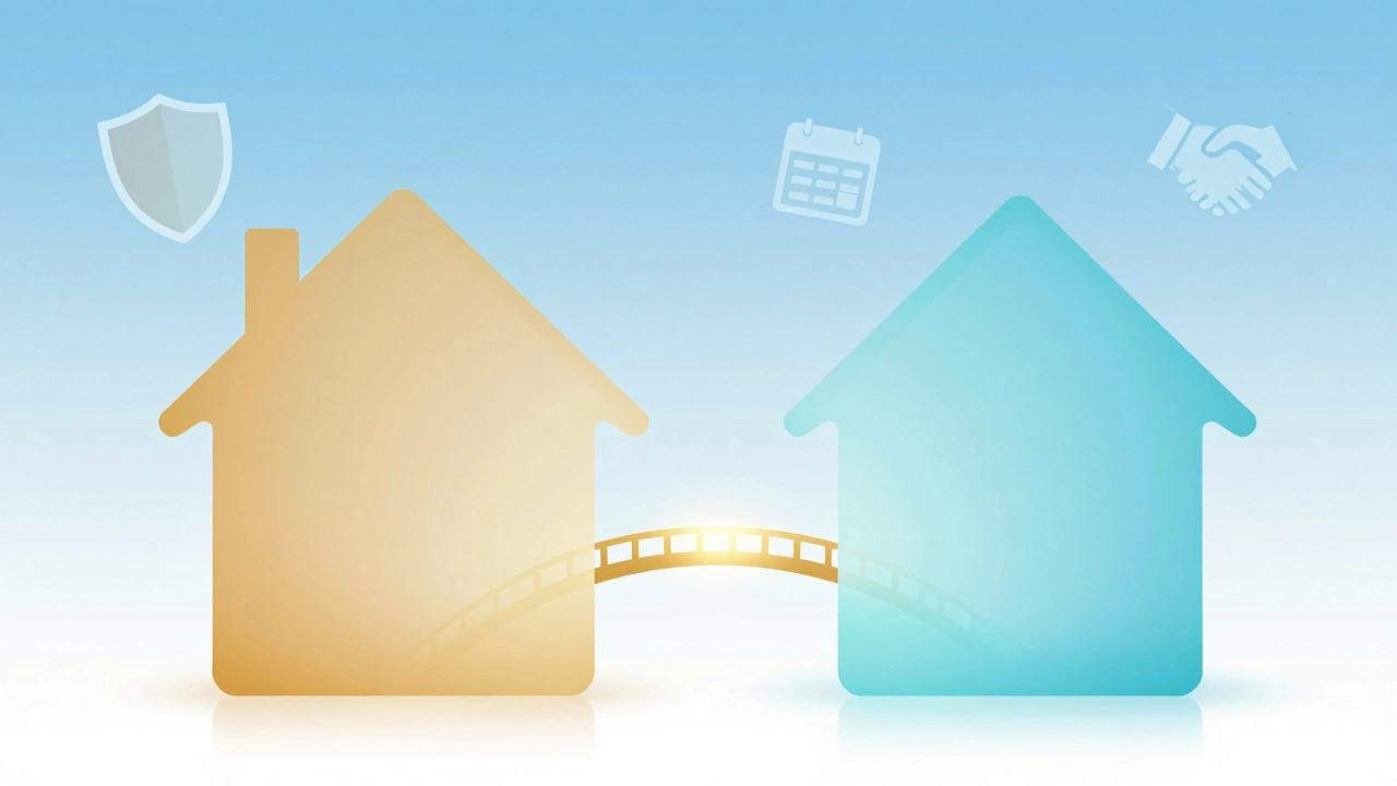 Conceptual art of two houses connected by a bridge of coverage