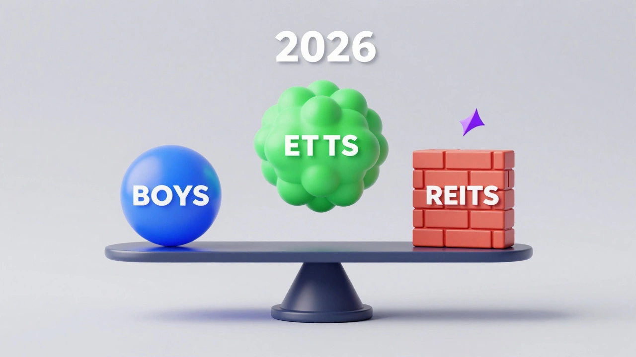 3D illustration of a balanced investment portfolio with various asset class orbs