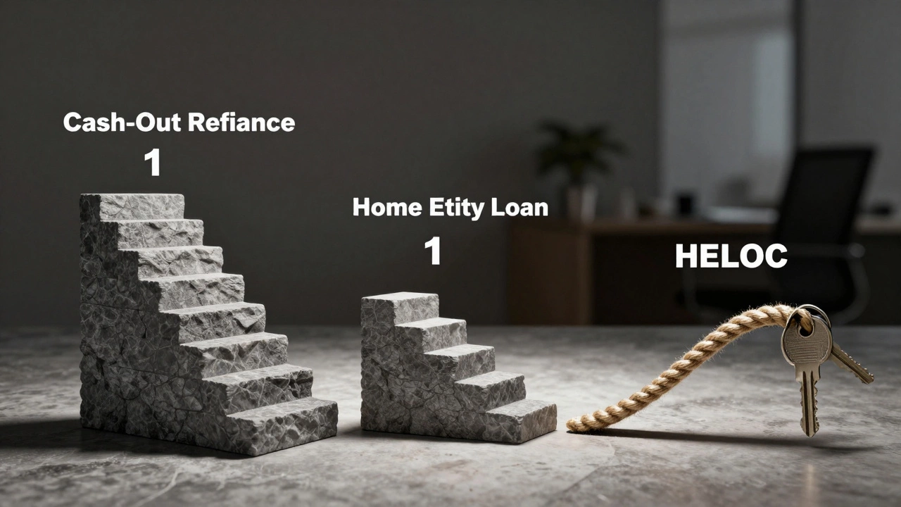 Conceptual art showing three diverging paths representing different home loan types.