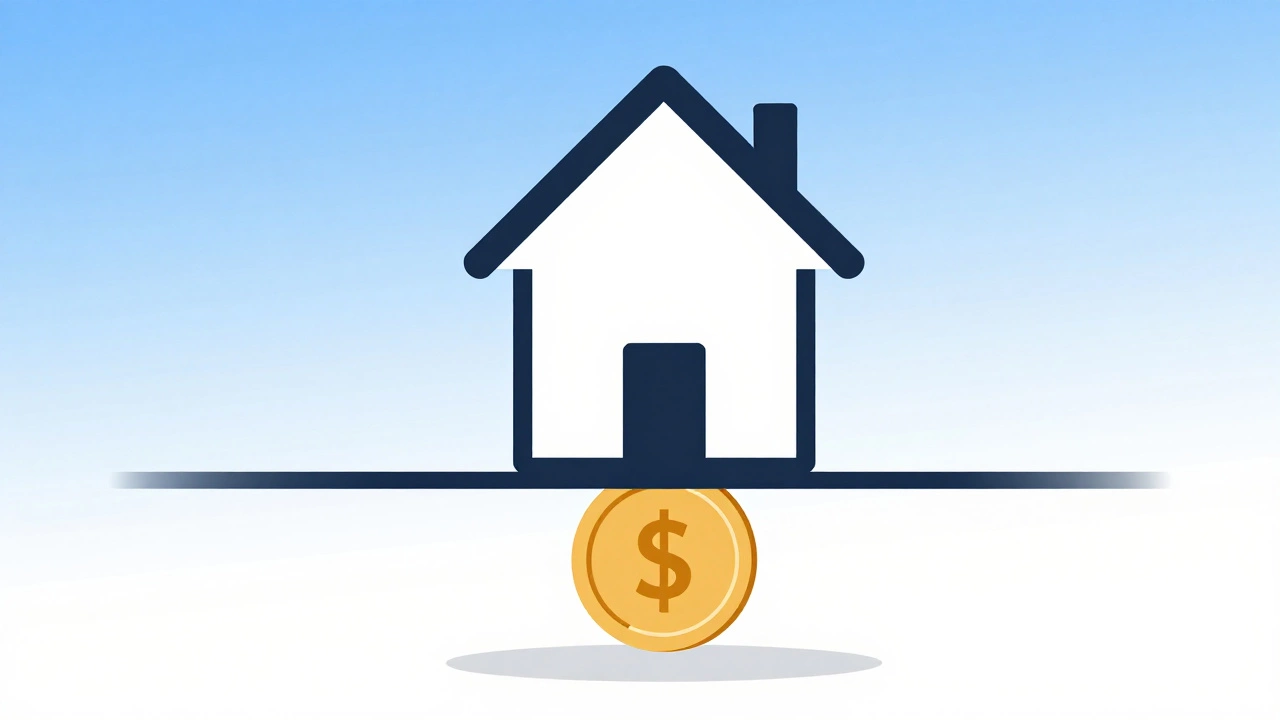 Minimalist illustration showing a house icon with reduced weight, symbolizing lower debt