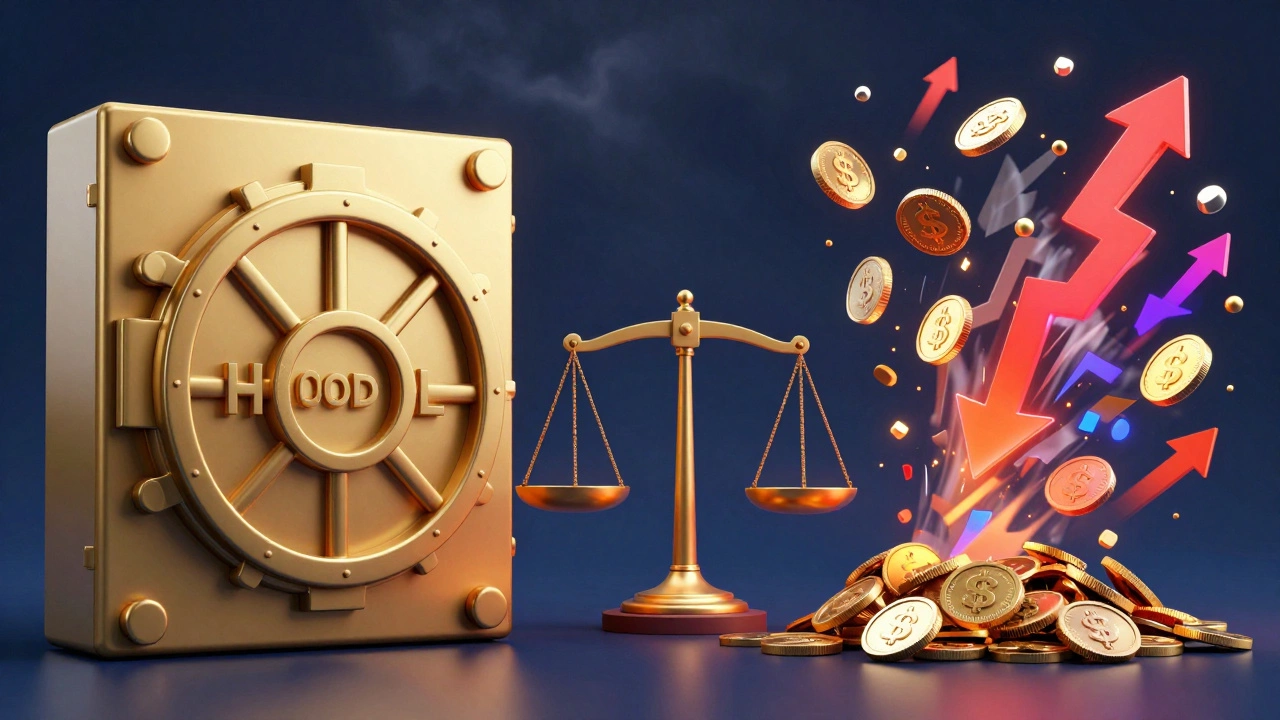 Symbolic illustration comparing stable long-term holding vs volatile trading
