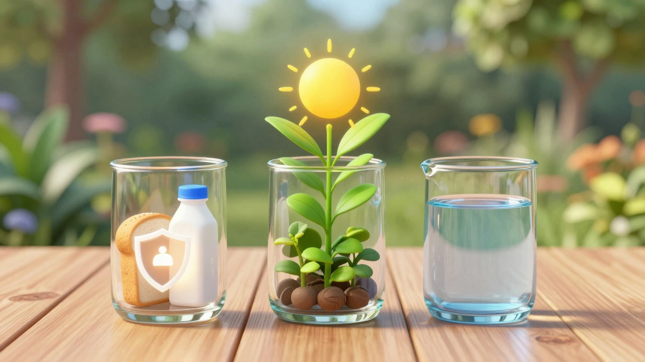 Three glass vessels symbolizing essential, growth, and emergency retirement funds