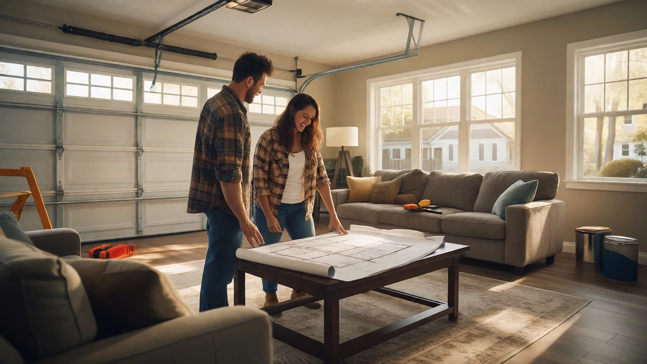 Couple planning home renovations using remortgage equity