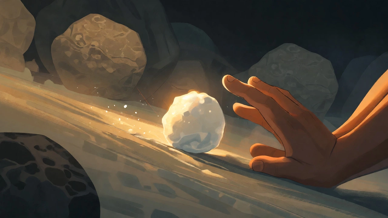 Glowing snowball rolling forward symbolizing debt snowball method progress