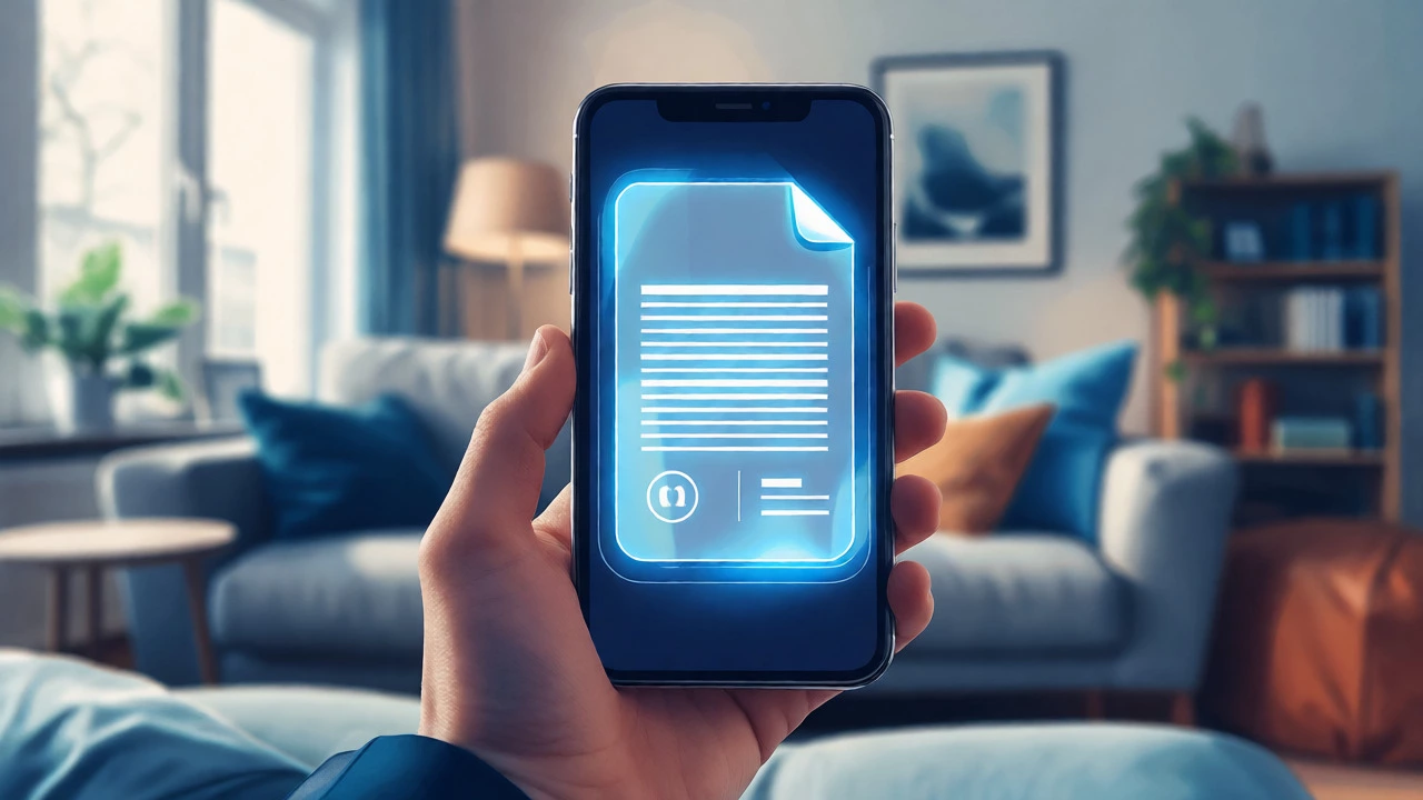 Hand holding phone showing mortgage concept