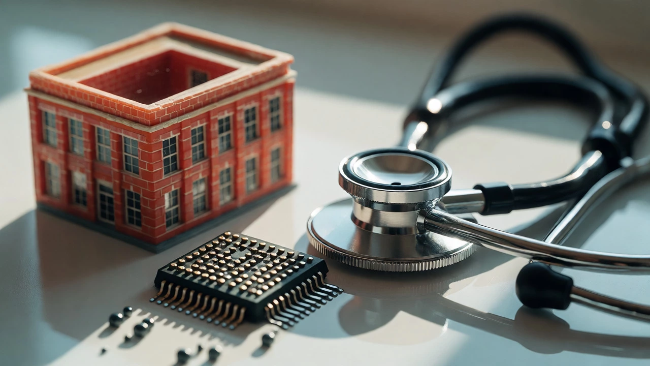 Close-up of models representing healthcare, real estate, and tech sectors for diverse investing